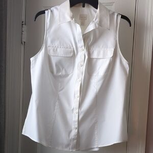 Chico's White Fitted Button Down Shirt